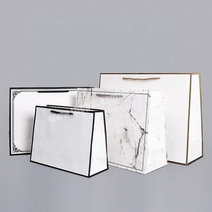 Custom Logo Marble Reusable Foldable Paper Shopping Bag Gift Packaging Bag
