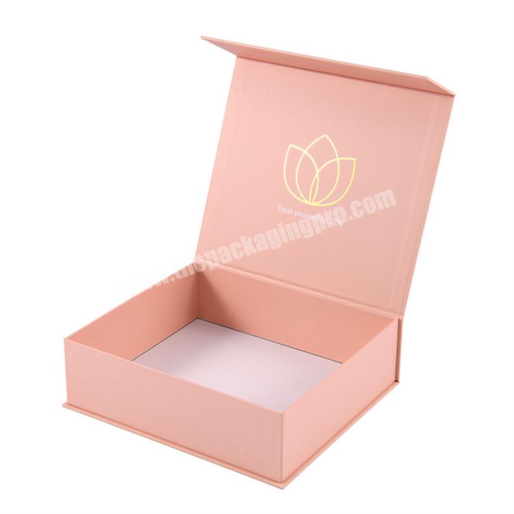 Custom Logo Pink Magnetic Flip Closure Garment Apparel Clothing Packaging Rigid Paper Gift Box