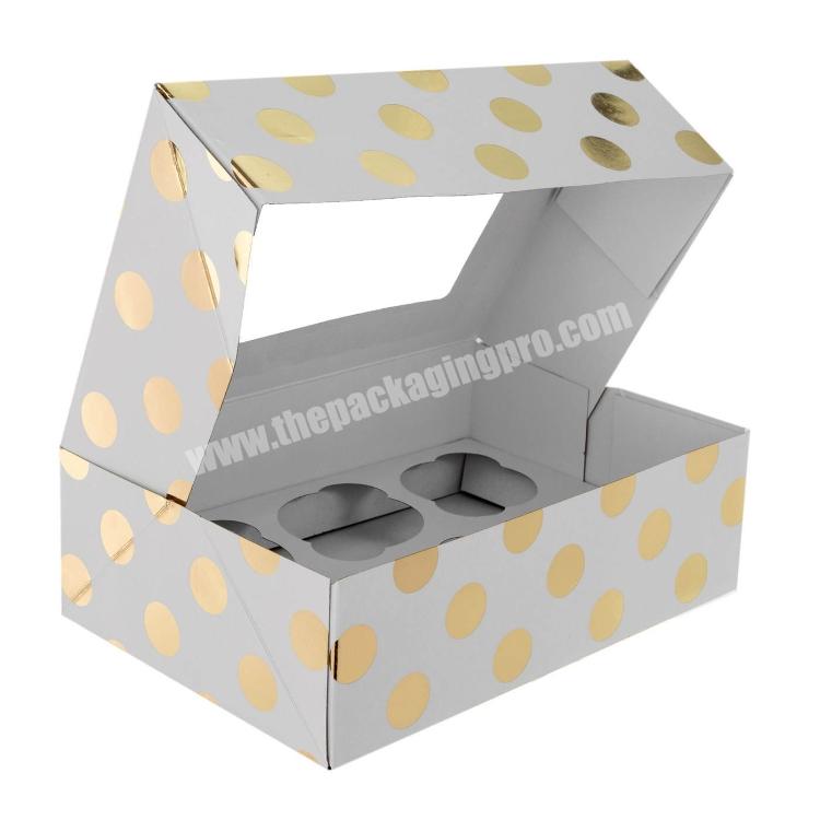 Custom Logo Printed Clear Plastic Window Cardboard Paper Food Packaging Cup Cake Cupcake Box