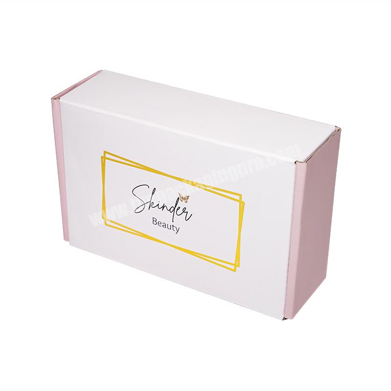 Custom Logo Printed Cosmetic Packaging Standard Durable Luxury Paper Folding Corrugated White Pink Mailer Box