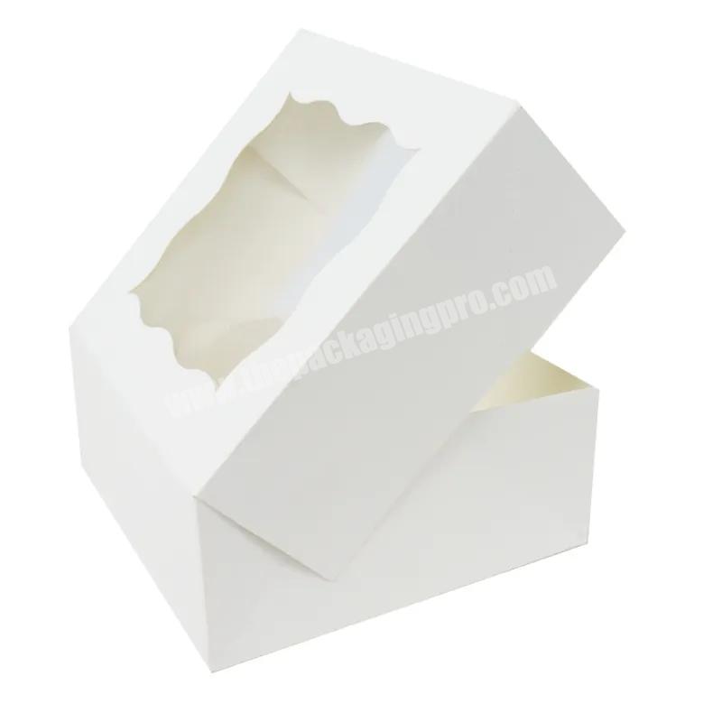 Custom Logo Printed Food Grade White Cardboard Paper Birthday Gift Pastry Cake Box With Clear Window