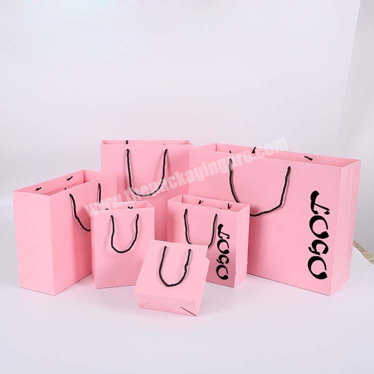 Custom Logo Wedding Small Jewelry Hair Salon Eyelash Pink Paper Boutique Gift Bags With Handles