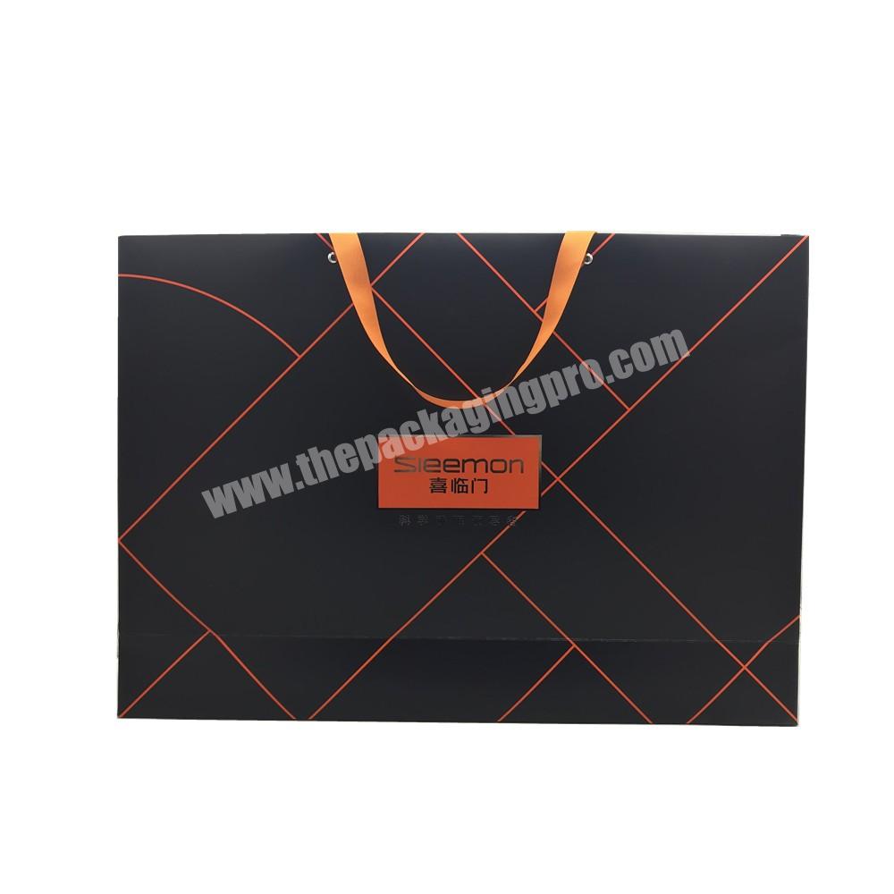 Custom Luxury Black Clothes Store Retail Packaging Boutique Shopping Paper Gift Carry Bags  with Your Own Logo