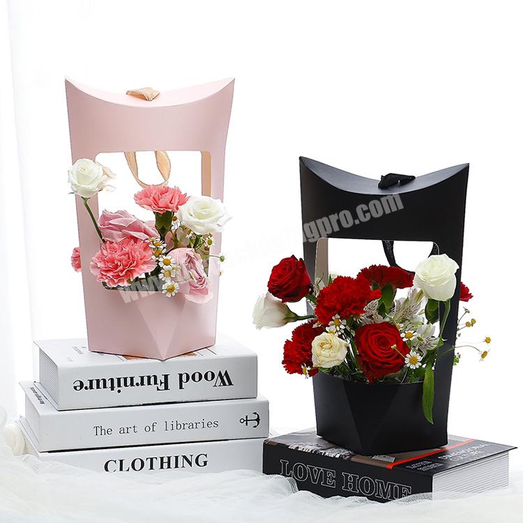 Custom Luxury Bouquet Love&Roses Bag Packaging Flower Shipping Paper Box for Flower Arrangements