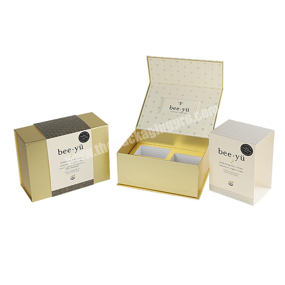 Custom Luxury Cosmetic Packaging Box Magnetic Rigid Cardboard Gift Packing Box with Sleeve