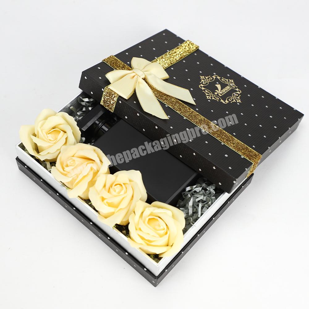 Custom Luxury High Quality Rigid Cardboard Packaging Black Removable Lid Gift Boxes With Neck
