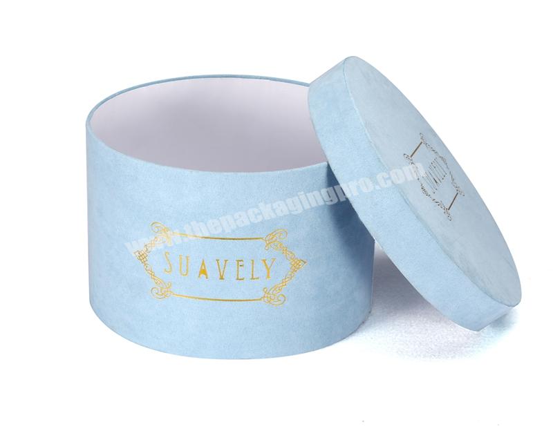 Custom Luxury Packaging Round Hat Plain Velvet Fabric Gift Flower Boxes