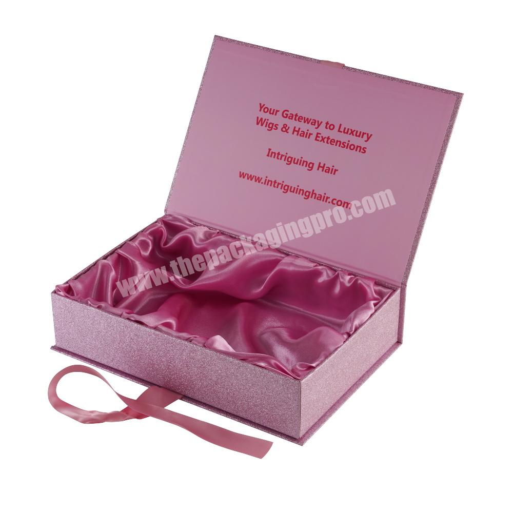 Custom Made Logo Printed Label Pink Cosmetic Create Wig Hair Extension Packaging Boxes For Wigs Hair Extensions Packaging