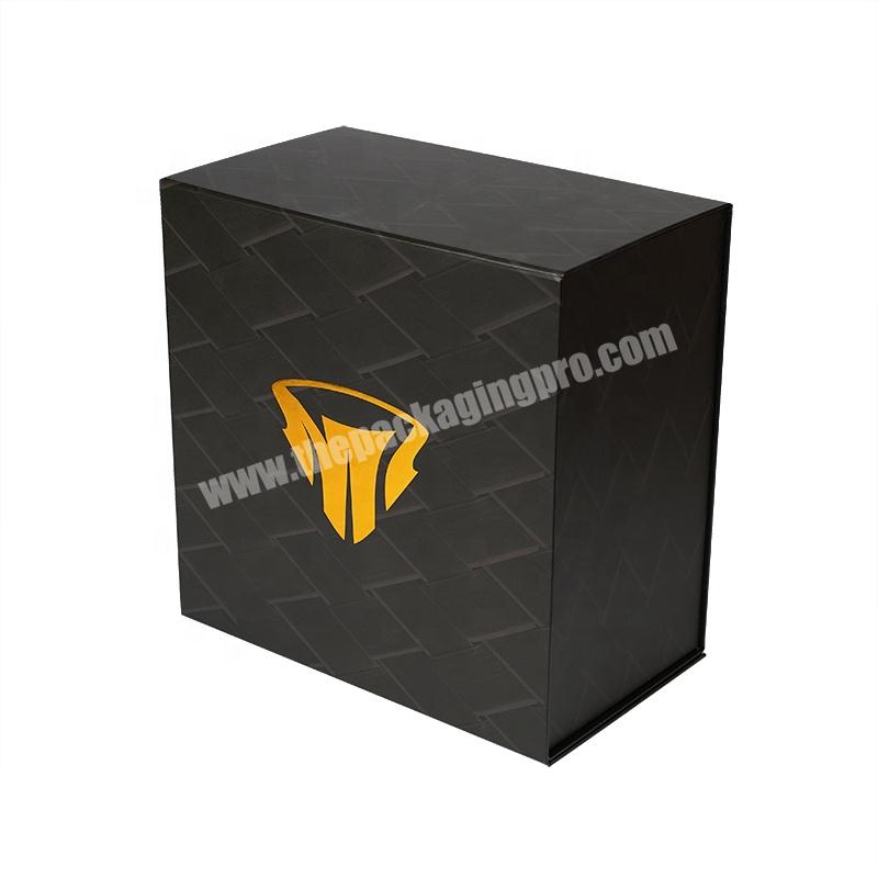 Custom Matte Black Luxury Foil stamping on logo  Foldable Hard Paper Magnetic Closure Gift Box