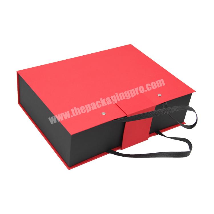 Custom Matte Red Luxury Gift Box with Handle for Apparel Wedding Dress Packaging Magnetic Gift Box