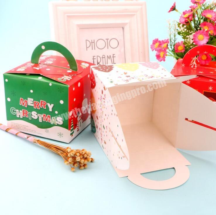 Custom New Style Coloured Handmade Art Paper Lovely Christmas Eve Cake Box for Kid