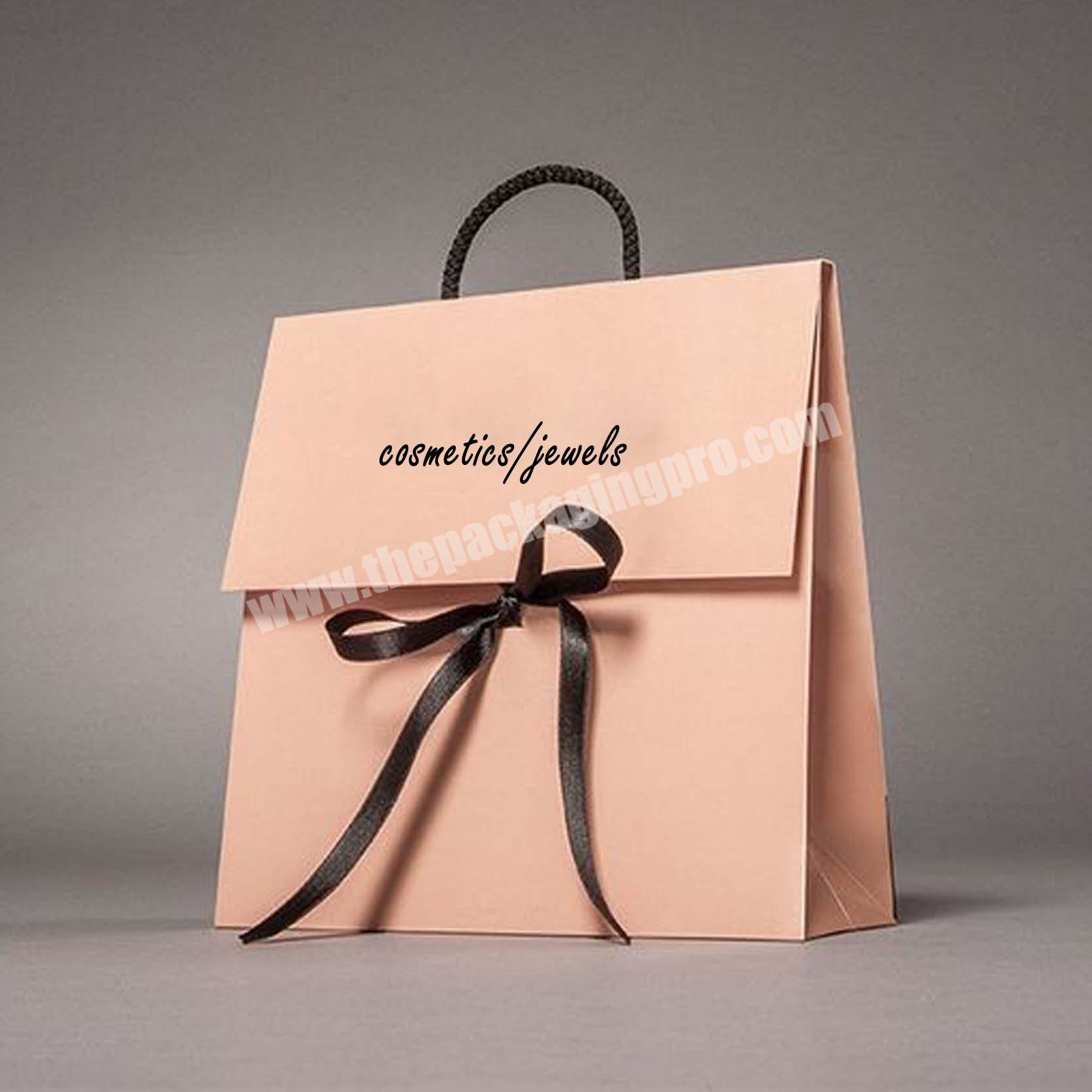 Custom Printed Beige Pink Black Underwear Paper Gift Jewels Envelope Box Bag With Handle