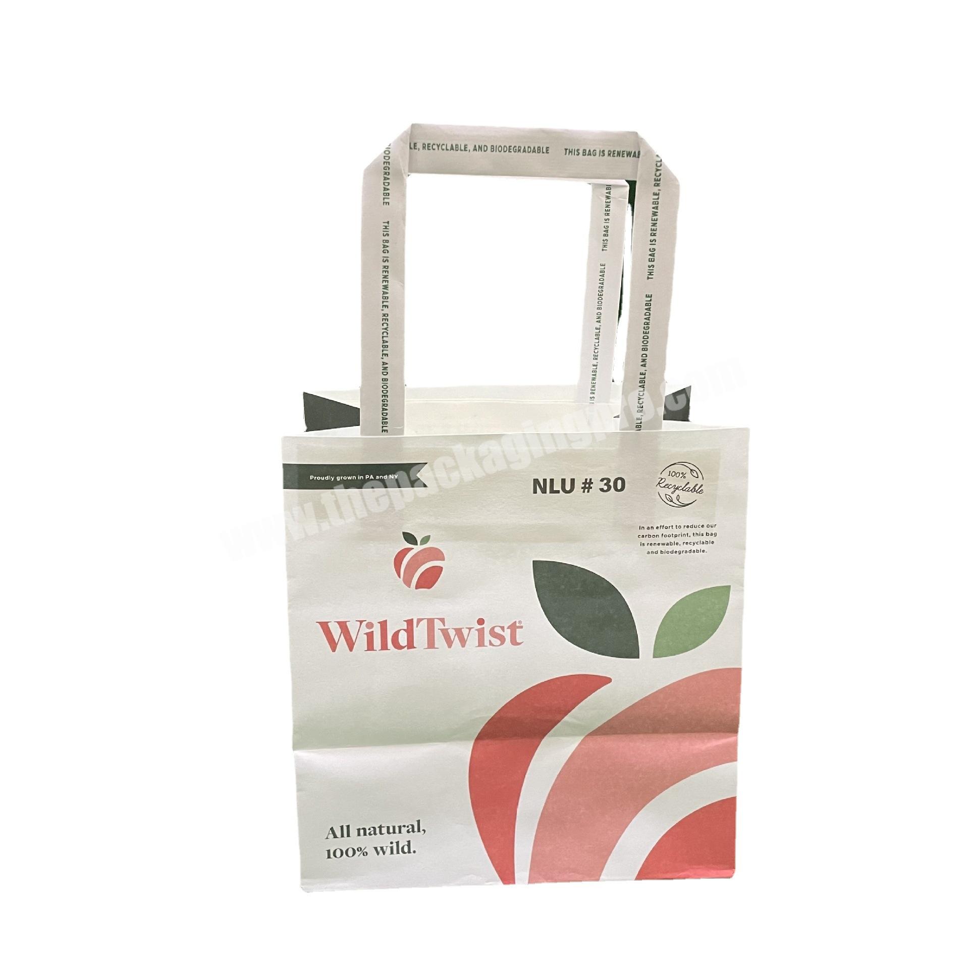 Custom Printed Flat Handle Business Shopping Carry Bag Gift Retail Store Packaging Kraft Paper Bag