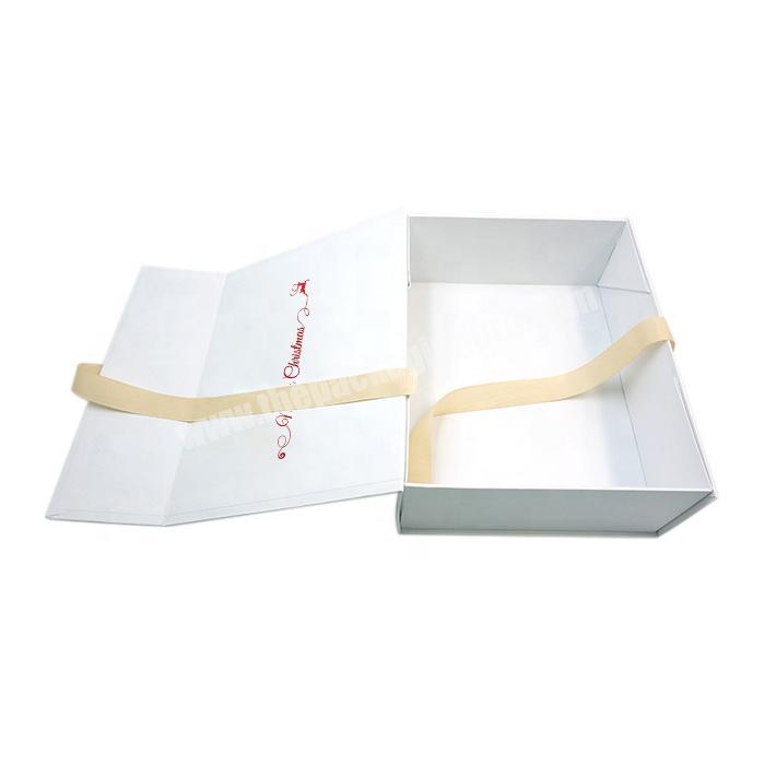 Custom Printed Foldable Cardboard Christmas Gift Boxes with Ribbon