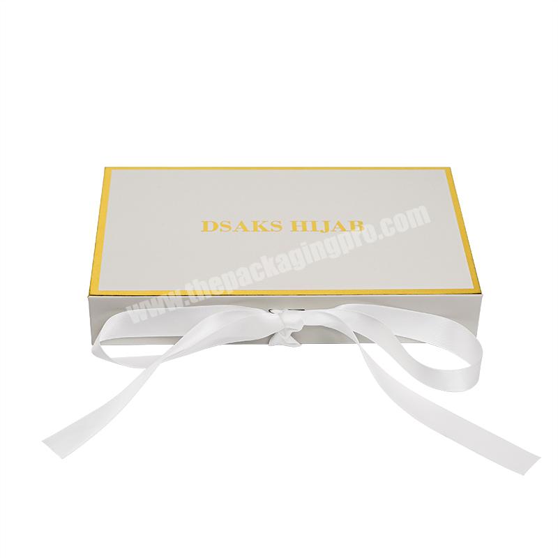 Custom Printed Logo Matte Magnetic Closure Paper Gift Box For Garments Rectangular Folding Clothing Packaging With Ribbon