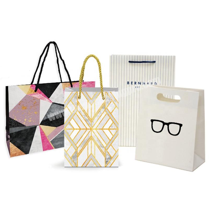 Custom Printed Logo Paper Bags Luxe Woman Lady White Shopping Gift Papers Carry Bag wholesale