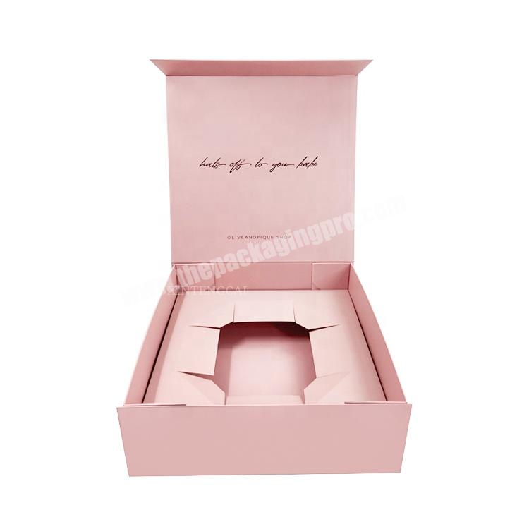 Custom Printed Pink Paper Rigid Cardboard Cosmetic Foldable Packaging Magnetic Closure Folding Gift Box with Corrugated Insert