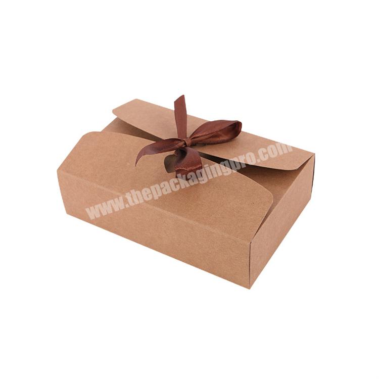 Custom Printed Ribbon Closure Kraft Paper Box Brown Cardboard Underwear Sock Package Box