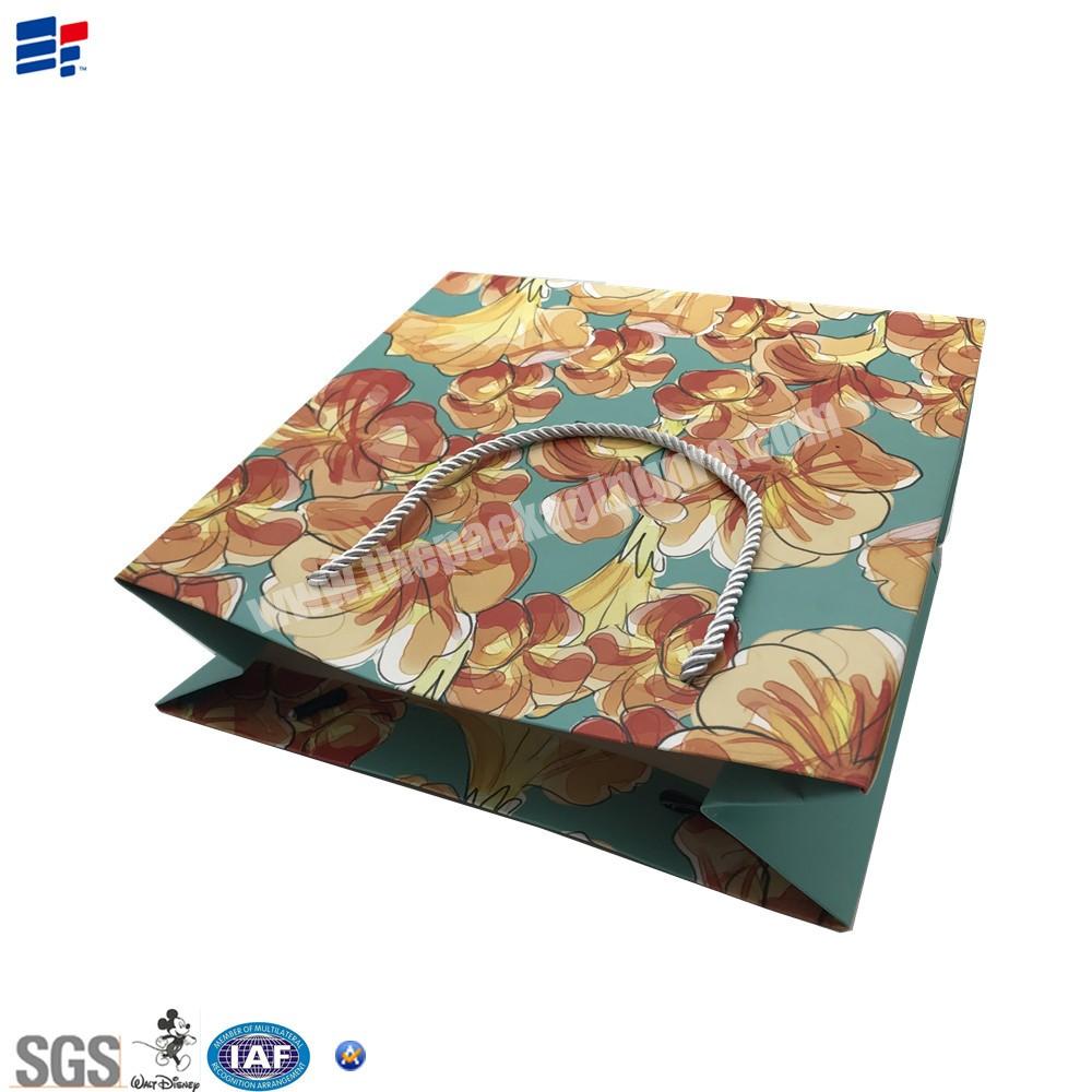 Custom Printing Fashion Brown Drawstring Kraft Paper Cardboard Packaging Shopping Bag With Handle
