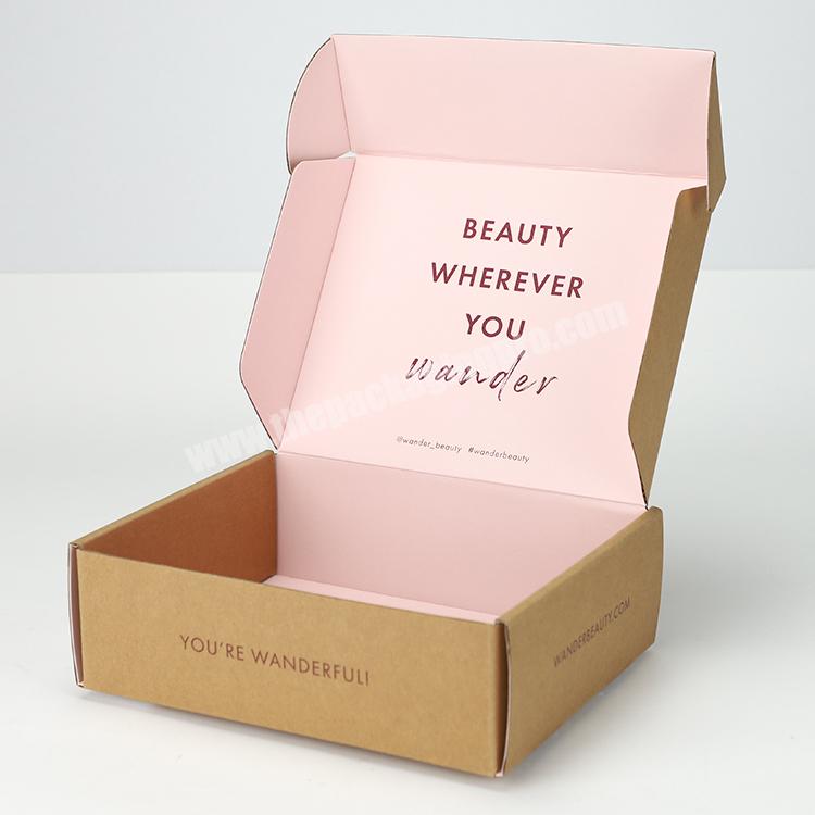 Custom Printing Logo Pink Hot Stamping Corrugated Skin Care Shipping Packaging Carton Cardboard Mailer Box For Underwear Hat