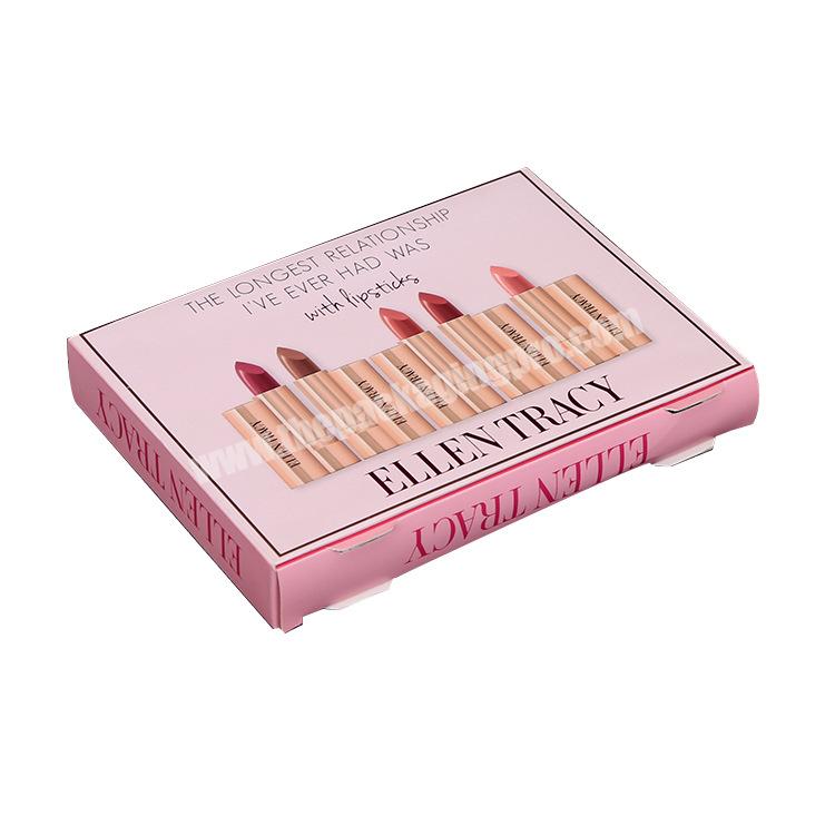 Custom Private Label  Art Paper Cosmetics Folding Lipstick Set Box Lipgloss Packing Box
