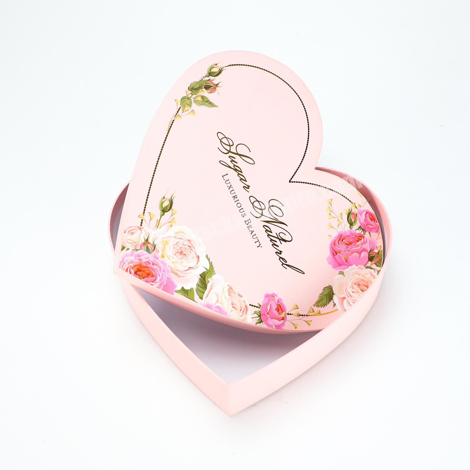 Custom Red Pink Cardboard Heart Shaped Metal Paper Flower Cajas De Carton Jewelry Chocolate Gift Packaging Box With Clear Window