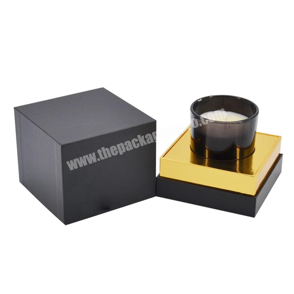 Custom Rigid Matte Black Cardboard Square Candle Packaging Gift Box