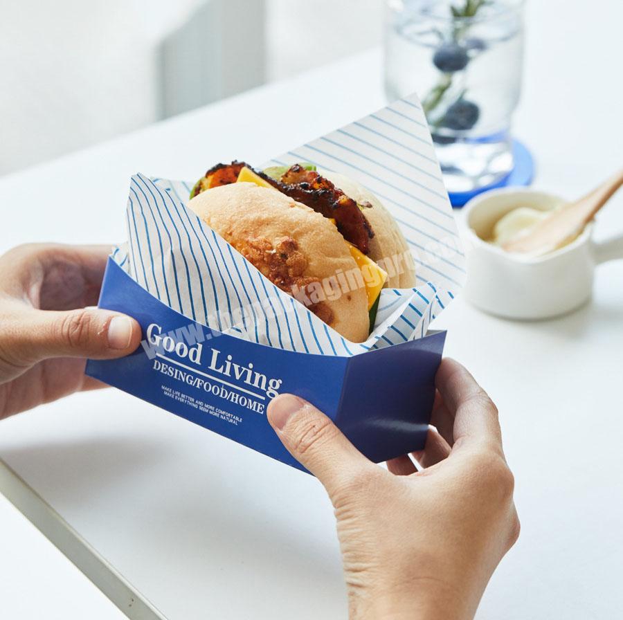Custom Sandwich Toast Packaging Burger Kraft Paper Packaging Baking Lunch Box