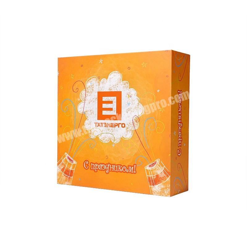 Custom Shape Logo Size Color Printing Recycled Orange Gift Box High Quality Beautiful Magnetic Closure Flip Packaging Paper Box