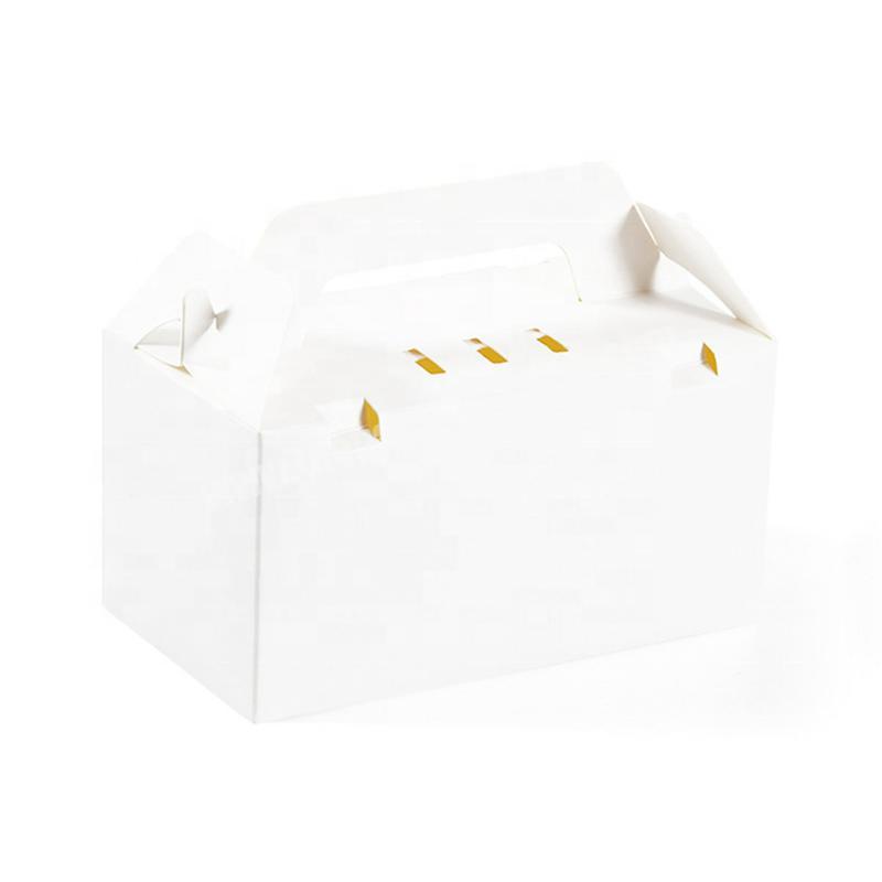 Custom Take Out Box White Cardboard Bread Cake Packaging Box Muffing Bakery With Holder And Window Container