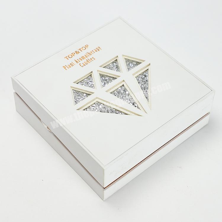 Custom White Flip Top Rigid Diamond Shaped Perfume Box Packaging Design