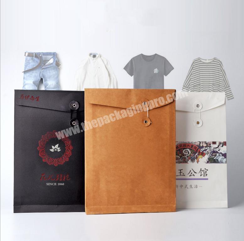 Custom Window Die Cut Brown Kraft Paper T Shirt Packaging Bag With Logo