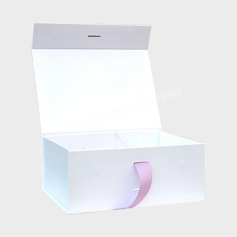 Custom cardboard mug gift folding storage box luxury cup magnetic folging gift boxes gold logo luxury white magnetic gift box