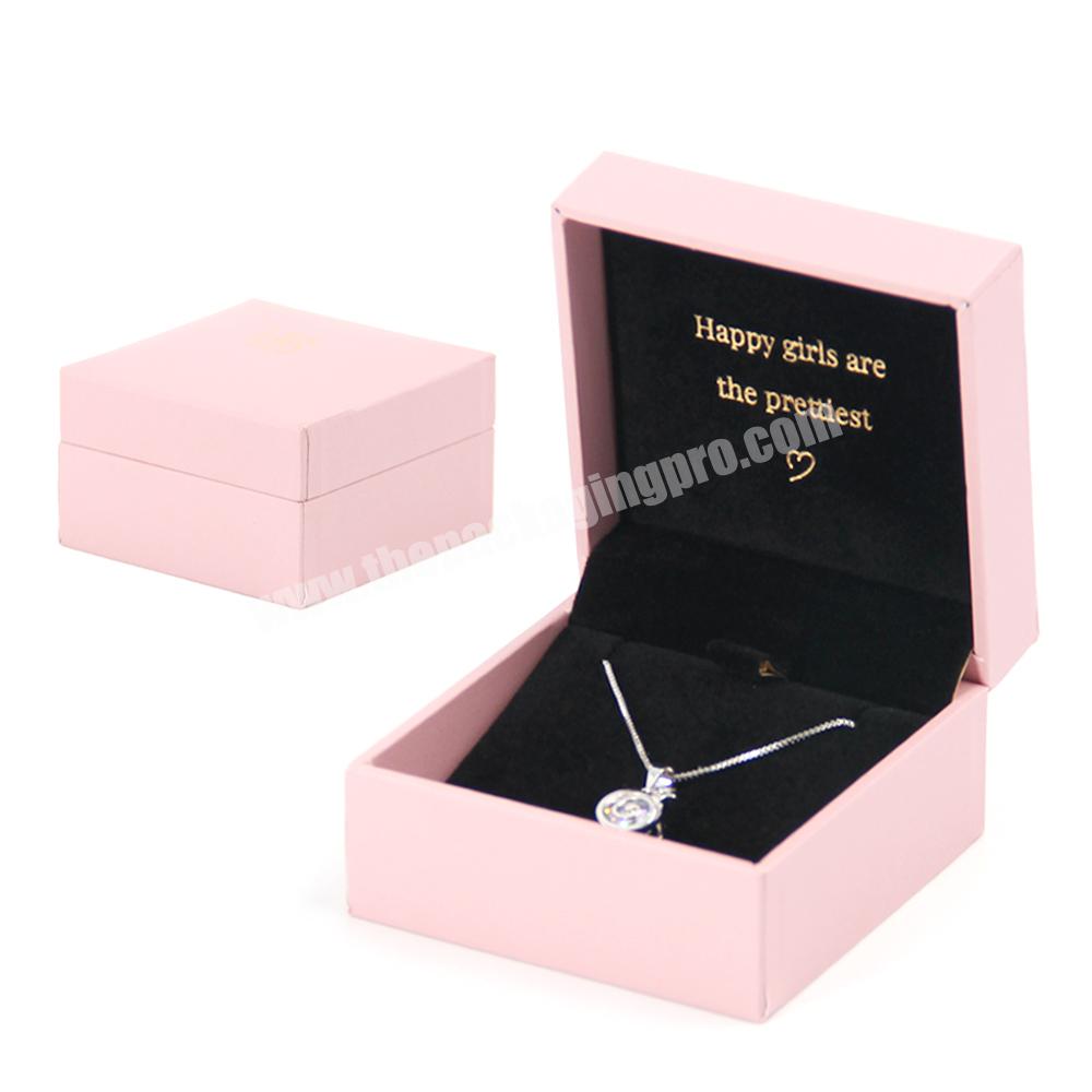 Custom design pink flip magnetic jewelry box cardboard paper mini jewelry box packaging necklace ring luxury jewelry paper box