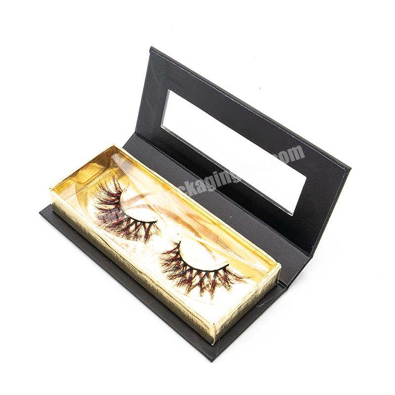 Custom eyelashes packaging boxes with clear window luxury magnetic empty false eyelash boxes press on nails and eyelashes box