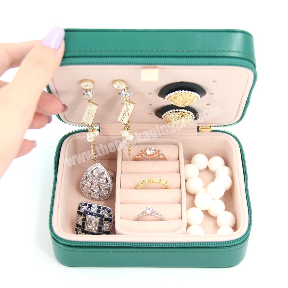 Custom flip pu leather velvet jewelry box packaging gift luxury leather jewelry necklace earring ring boxes for jewelry gift box