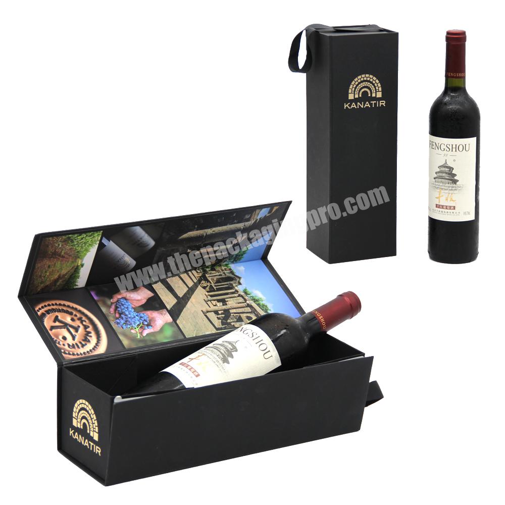 Custom gift box packaging with foam wine glasses magnetic large gift box with ribbon luxury cardboard packaging bottle wine box