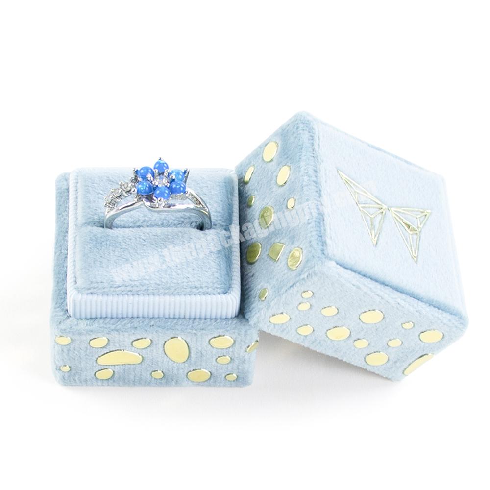 Custom jewelry ring set velvet box square velvet ring packaging box luxury wedding ring packaging gift velvet jewelry gift box