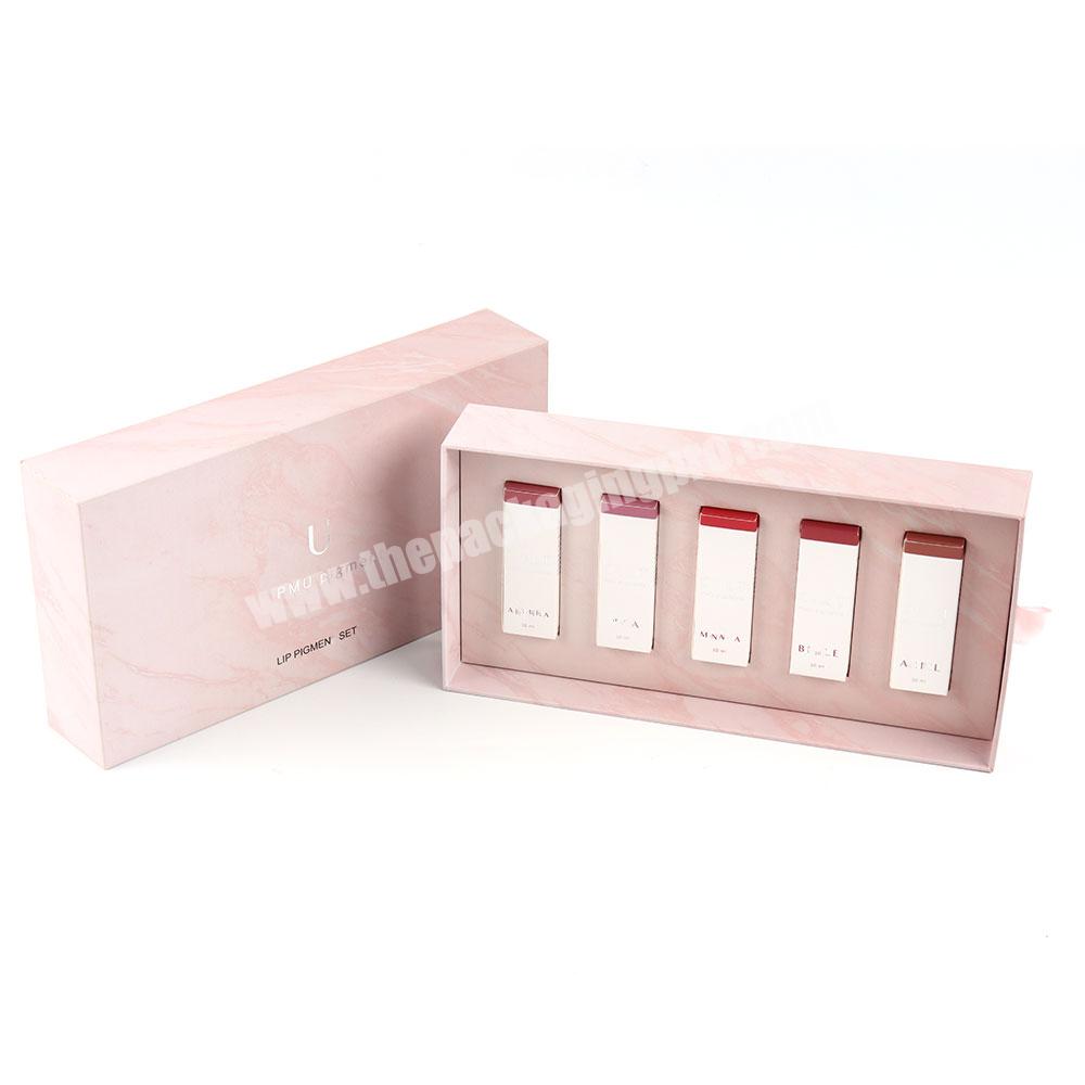 Custom logo cosmetics wooden essential oil box wigs skin care cosmetic mailer box custom logo pink cosmetic box