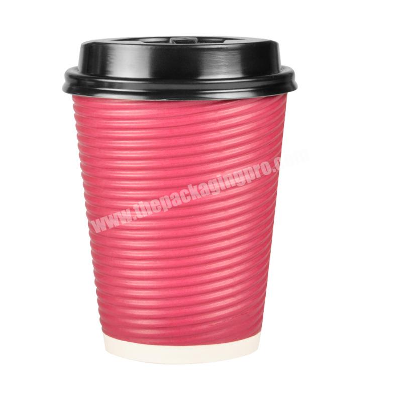 Custom logo disposable kraft paper hot coffee cup 12 oz corrugated paper cup