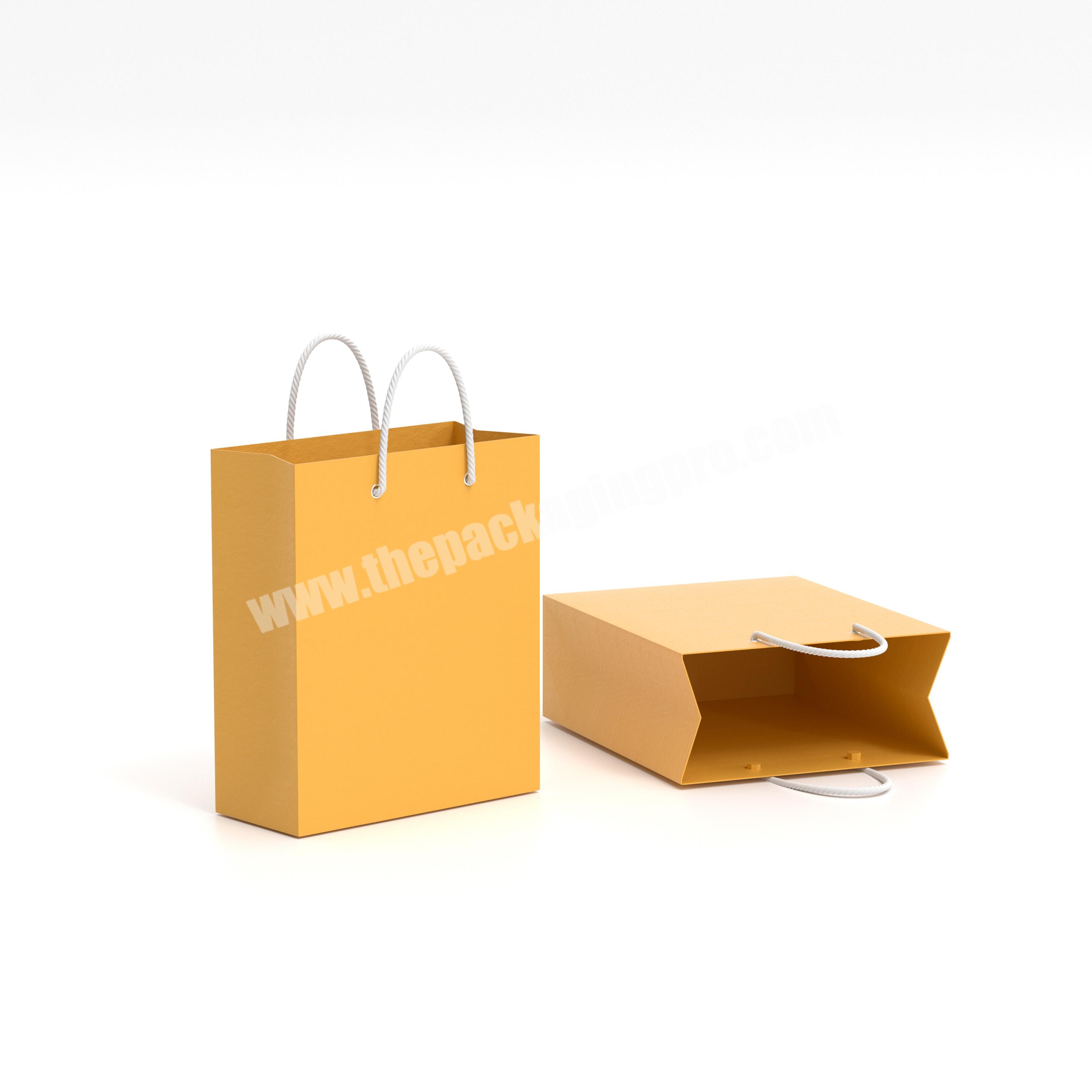 Custom logo diy drawstring tote bag brown craft paper eyelash package gift bag stand up kraft clothes paper bag party shopping