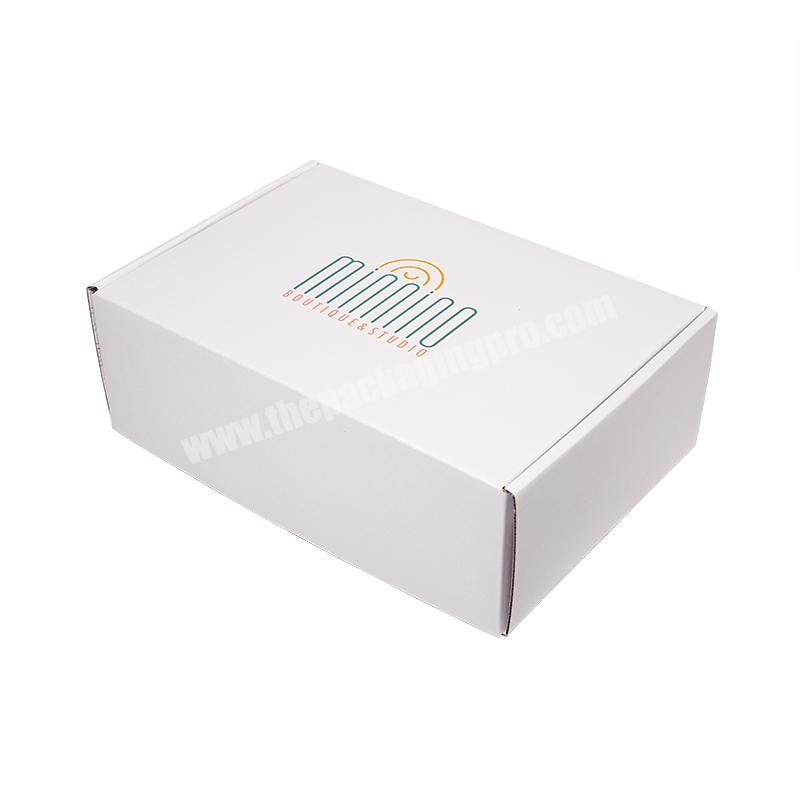 Custom logo printed gift box standard export portable folding corrugated white shipping mailer box