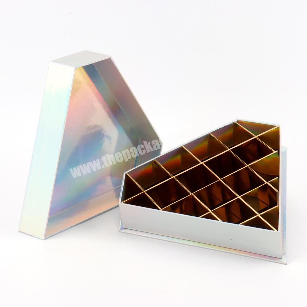 Custom luxury merry christmas deluxe milk chocolate gift box set chocolate packaging paper boxes holographic candy chocolate box