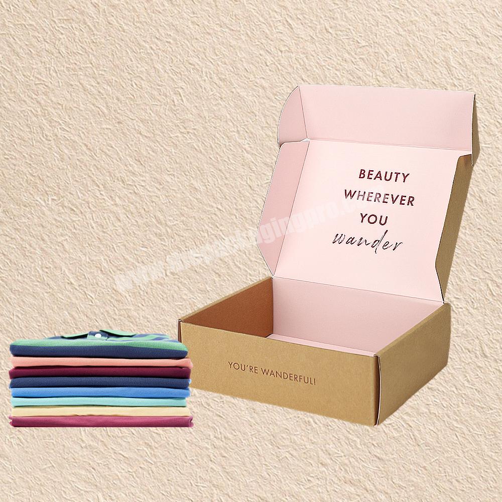 Custom made biodegradable unique logo luxury paper package hand corrugated gift box garment apparel clothing brand box packaging