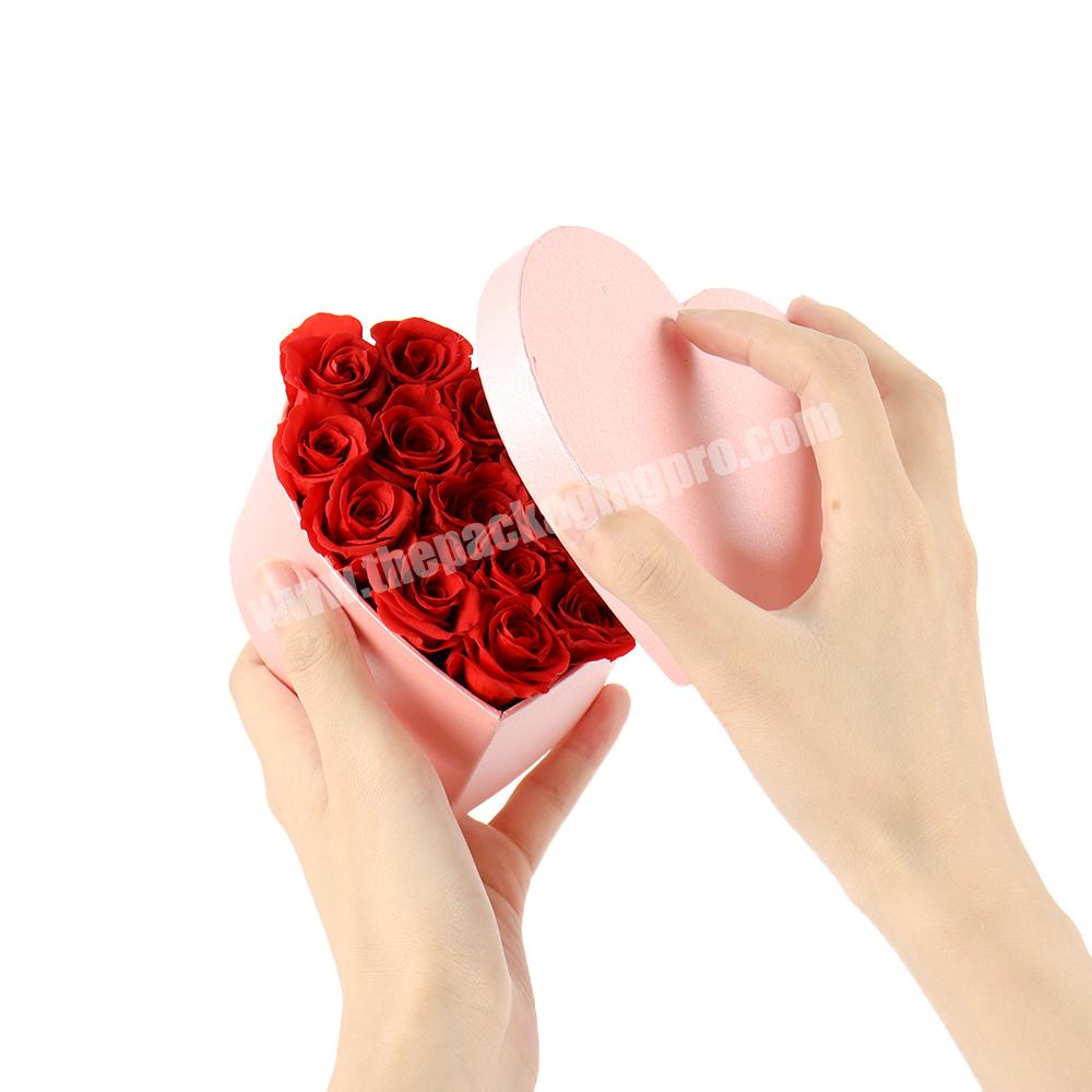 Custom mini heart shape gift flower box for wedding party rose gift mother's day flower box for mothers day luxury flower box