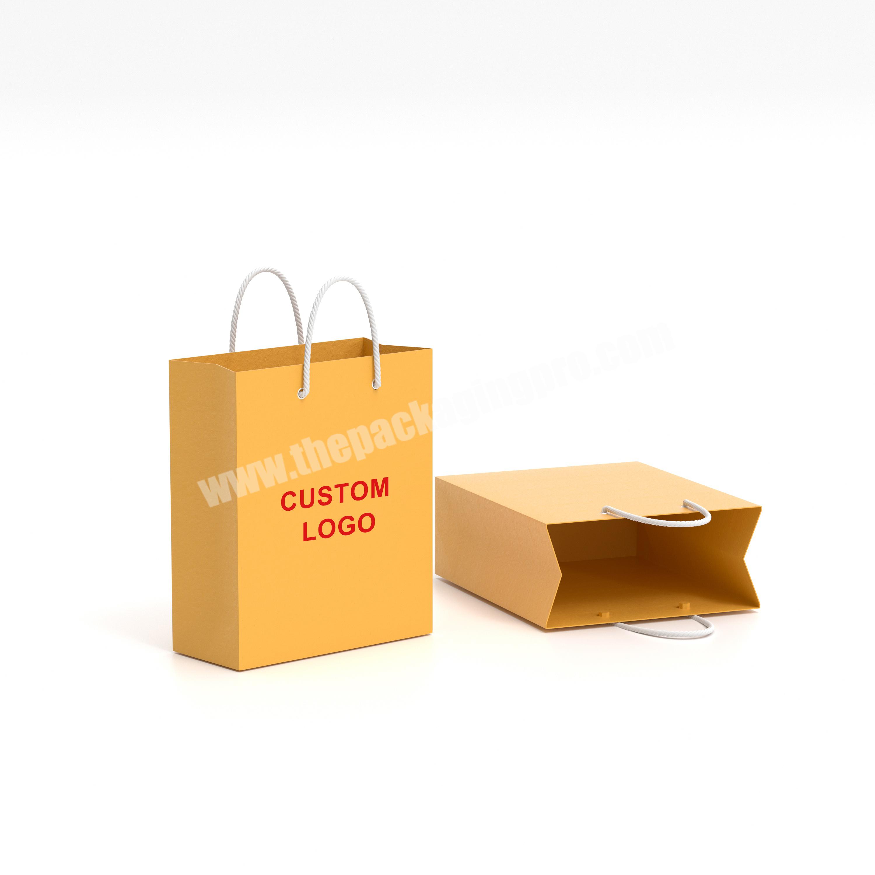Custom printed luxury clothes gift goodies custom wide base biodegradable brown kraft bag shopping paper bags with your own logo
