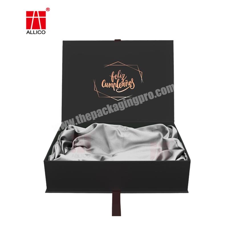 Custom printing for skincare cosmetic products packaging luxury black paper special gift packaging wig packaging box beauty
