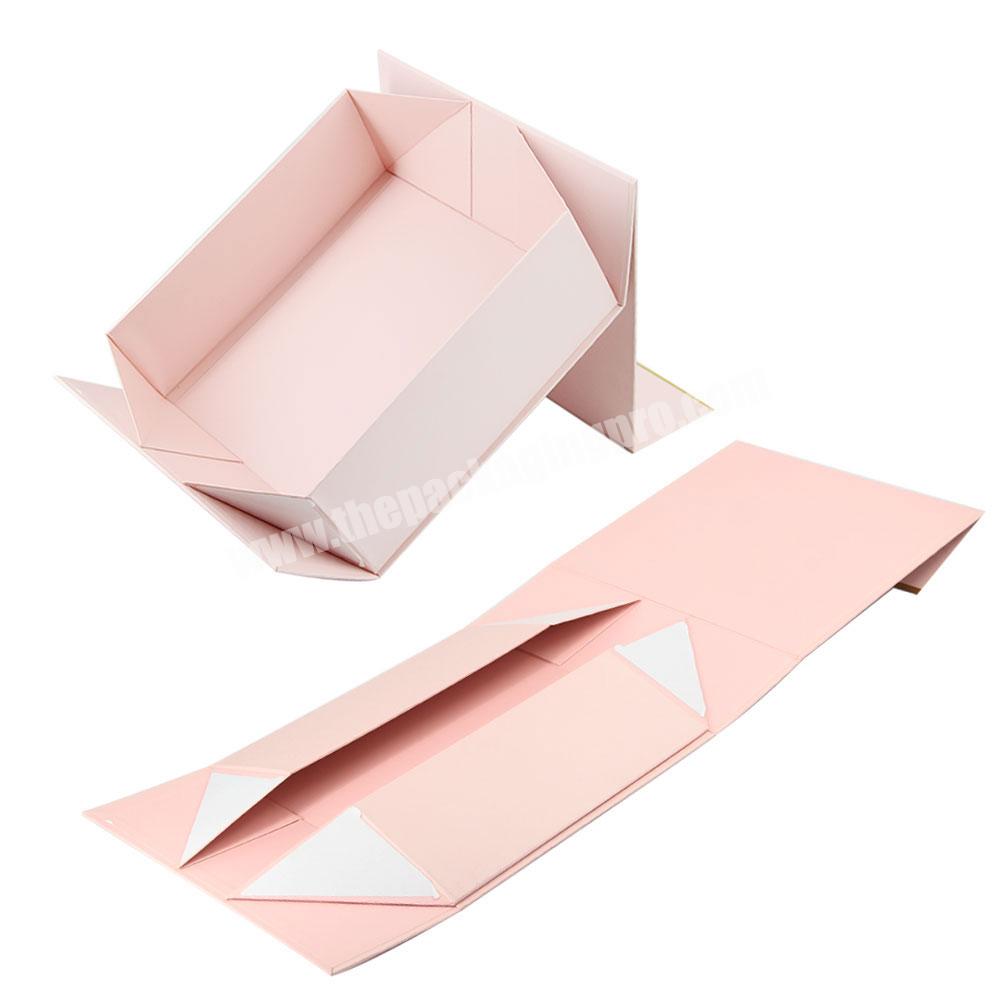 Custom reasonable price clothing folding kraft paper box bridesmaid folding wedding pink box folding storage box with ribbon