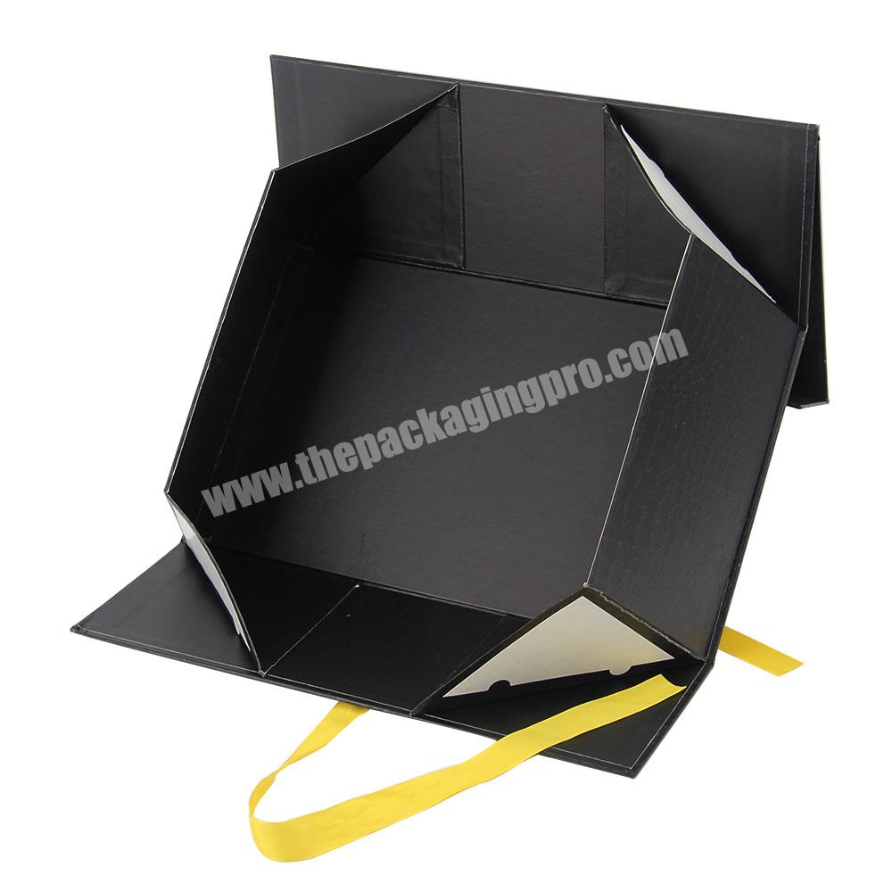 Custom ribbon closure clothes dress folding box packaging folding gift boxes with magnetic lid new design folding paper jewelry
