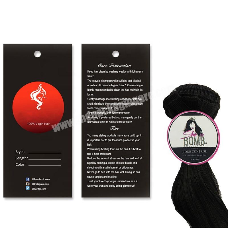 Customize Designed Human Hair Bundle Wraps Packaging Paper Tags Wholesale Hangtags for Hair Bundles Wraps And Hangtags